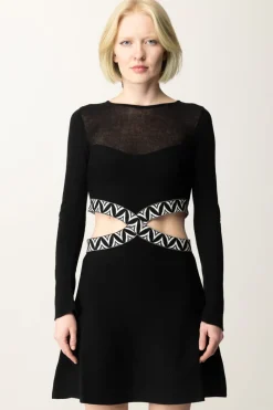 Akep Abito Flare con Dettagli Cut-out GeometriciNERO