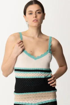 Akep Canotta In Punto Pizzo MulticolorNERO/BEIGE