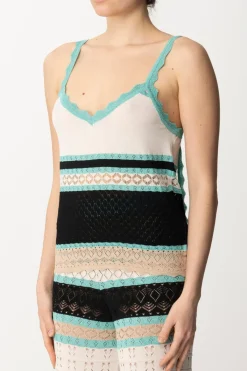 Akep Canotta In Punto Pizzo MulticolorNERO/BEIGE