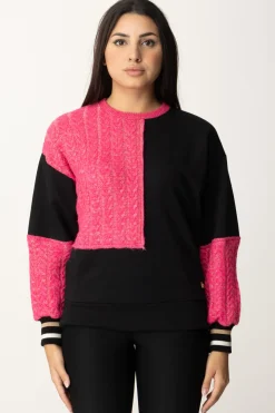 Akep Felpa Bicolor con Inserti In MagliaNERO