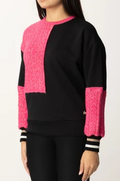 Akep Felpa Bicolor con Inserti In MagliaNERO