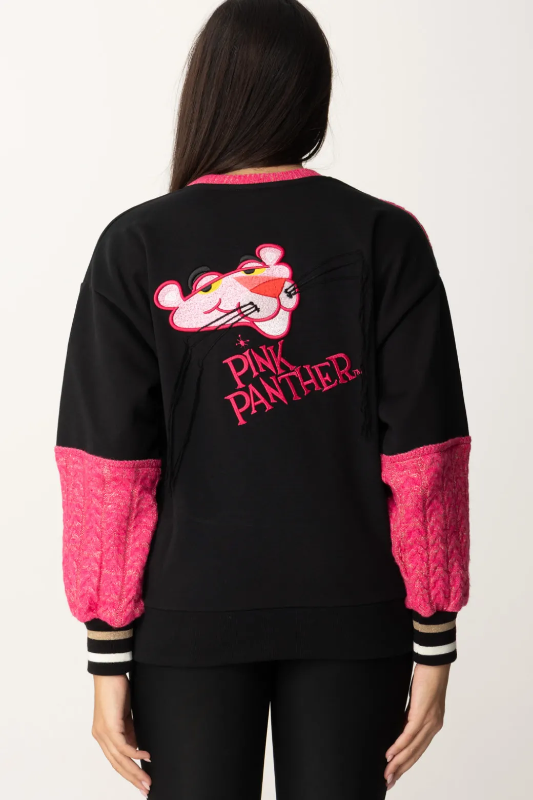 Akep Felpa Bicolor con Inserti In MagliaNERO