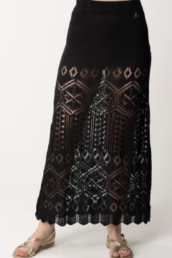 Akep Gonna Lunga In Maglia Di Lino TraforataNERO