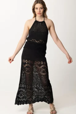 Akep Gonna Lunga In Maglia Di Lino TraforataNERO