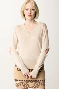 Akep Maglia Scollo a V con Cut-outSABBIA