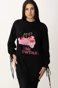 Akep Maxi Pullover Pink Panter con LaccettiNERO