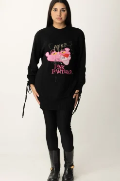 Akep Maxi Pullover Pink Panter con LaccettiNERO