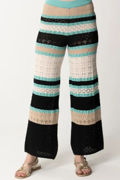 Akep Pantaloni In Punto Pizzo MulticolorNERO/BEIGE