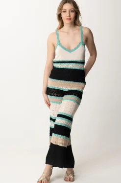 Akep Pantaloni In Punto Pizzo MulticolorNERO/BEIGE