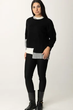 Akep Pullover Asimmetrico con Dettagli ColorblockNERO