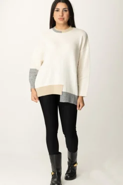 Akep Pullover Asimmetrico con Dettagli ColorblockOFF WHITE