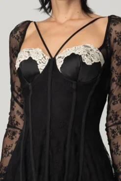 Aniye By Abito Bustier con Pizzo e TulleNERO