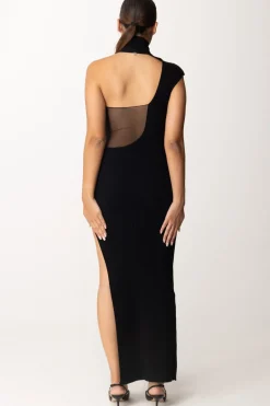 Aniye By Abito Lungo Asimmetrico con Inserto In Tulle ZoeBLACK