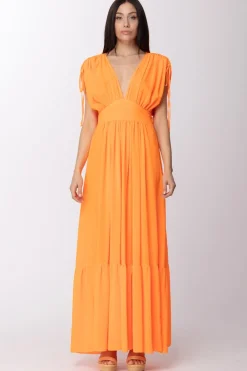 Aniye By Abito Lungo con Scollo Profondo e ArricciatureORANGE