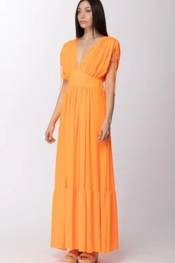Aniye By Abito Lungo con Scollo Profondo e ArricciatureORANGE