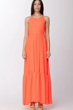 Aniye By Abito Lungo con Scollatura Profonda e Perle Sul RetroCORAL