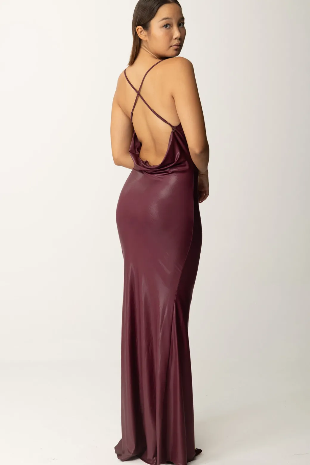 Aniye By Abito Lungo In Jersey Laminato VickROUGE NOIR