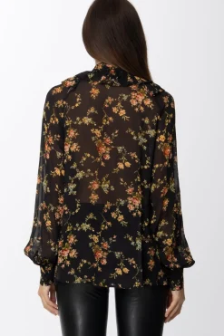 Aniye By Blusa Bobby a Fiori con RouchesBLACK BLOOM