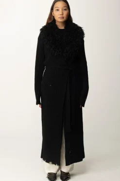 Aniye By Cappotto In Maglia con Collo In Pelliccia KateBLACK