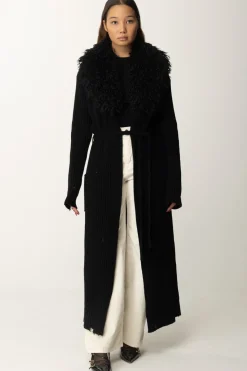Aniye By Cappotto In Maglia con Collo In Pelliccia KateBLACK