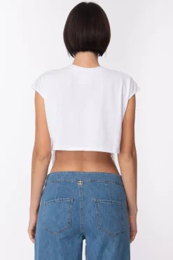 Aniye By Crop Top Nyta con Stampa e PizzoWHITE PURPLE