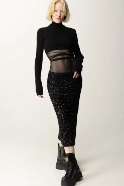 Aniye By Gonna Midi Lux con PaillettesBLACK