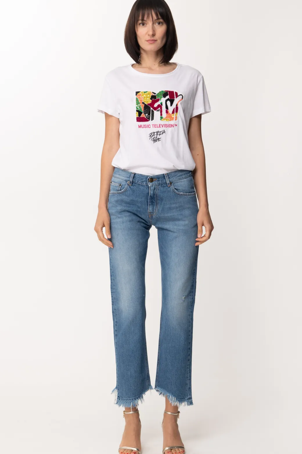 Aniye By Jeans Boyfriend Dakota con Orlo SfrangiatoLIGHT BLUE OLD