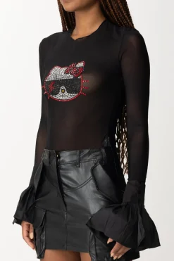 Aniye By Maglia In Tulle con Stampa Hello KittyNERO