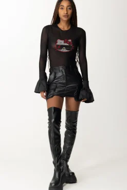 Aniye By Maglia In Tulle con Stampa Hello KittyNERO