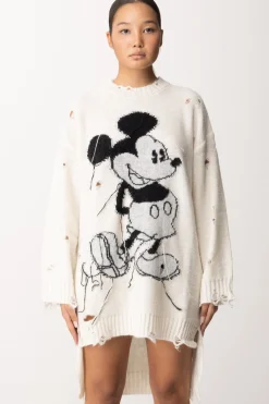 Aniye By Mini Abito In Maglia Destroyed Stampa MickeyMILK