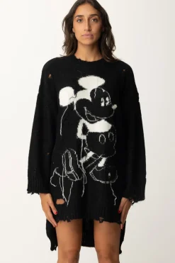 Aniye By Mini Abito In Maglia Destroyed Stampa MickeyBLACK