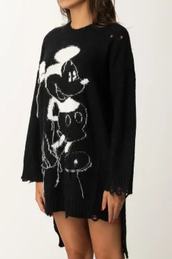 Aniye By Mini Abito In Maglia Destroyed Stampa MickeyBLACK
