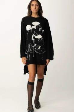 Aniye By Mini Abito In Maglia Destroyed Stampa MickeyBLACK