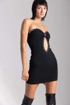 Aniye By Mini Abito Scollo Cuore e BorchieNERO