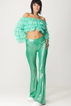 Aniye By Pantalone a Zampa Terry In Jersey LaminatoGREEN