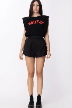 Aniye By T-shirt con Borchie e Stampa LogoBLACK