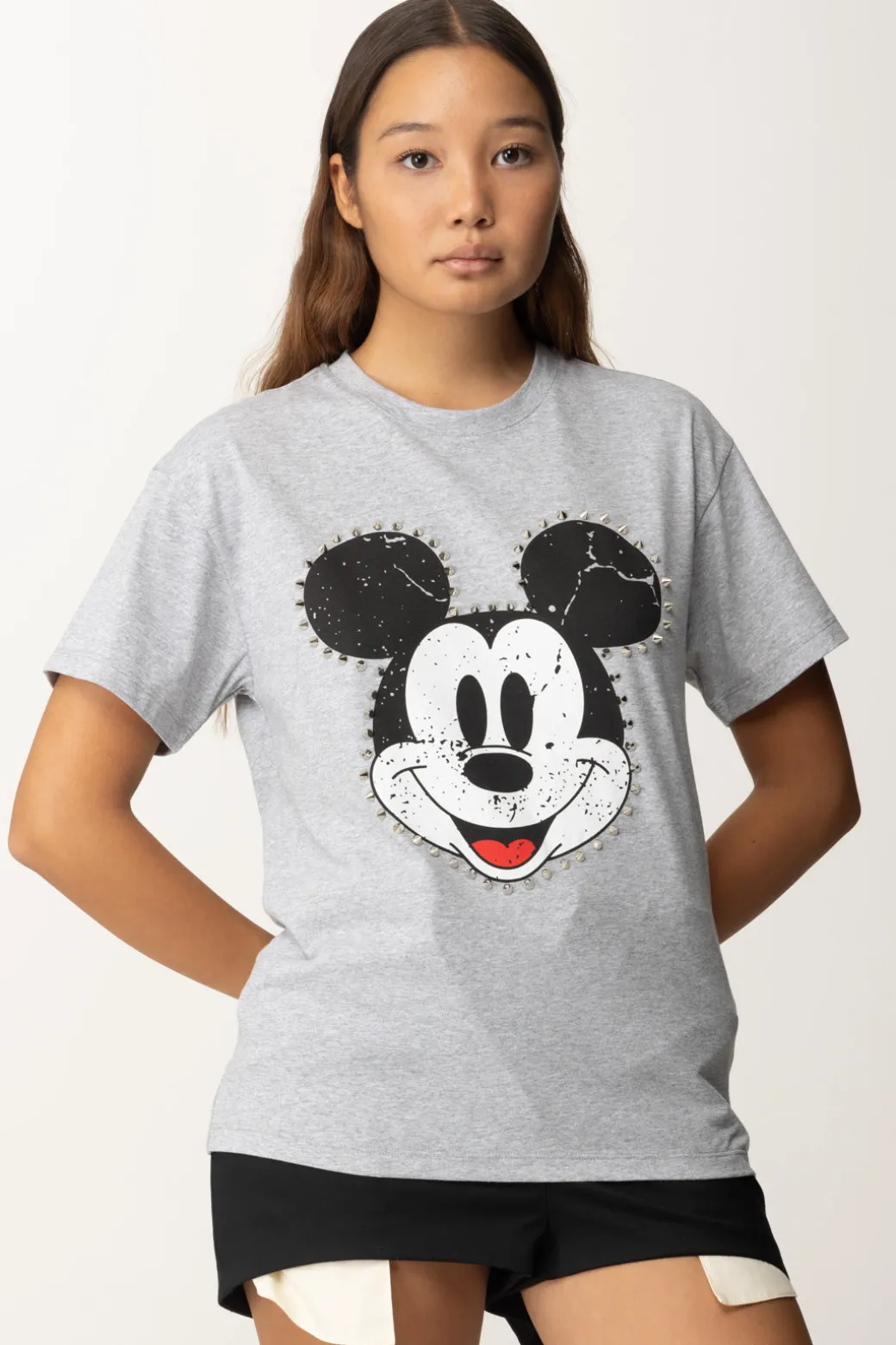 Aniye By T-shirt con Stampa Mickey e BorchieGRAY