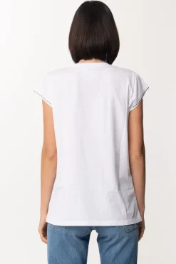 Aniye By T-shirt Stampata Lotty con BorchietteBIANCO