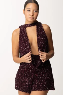 Aniye By Tuta Corta Full PaillettesROUGE NOIR