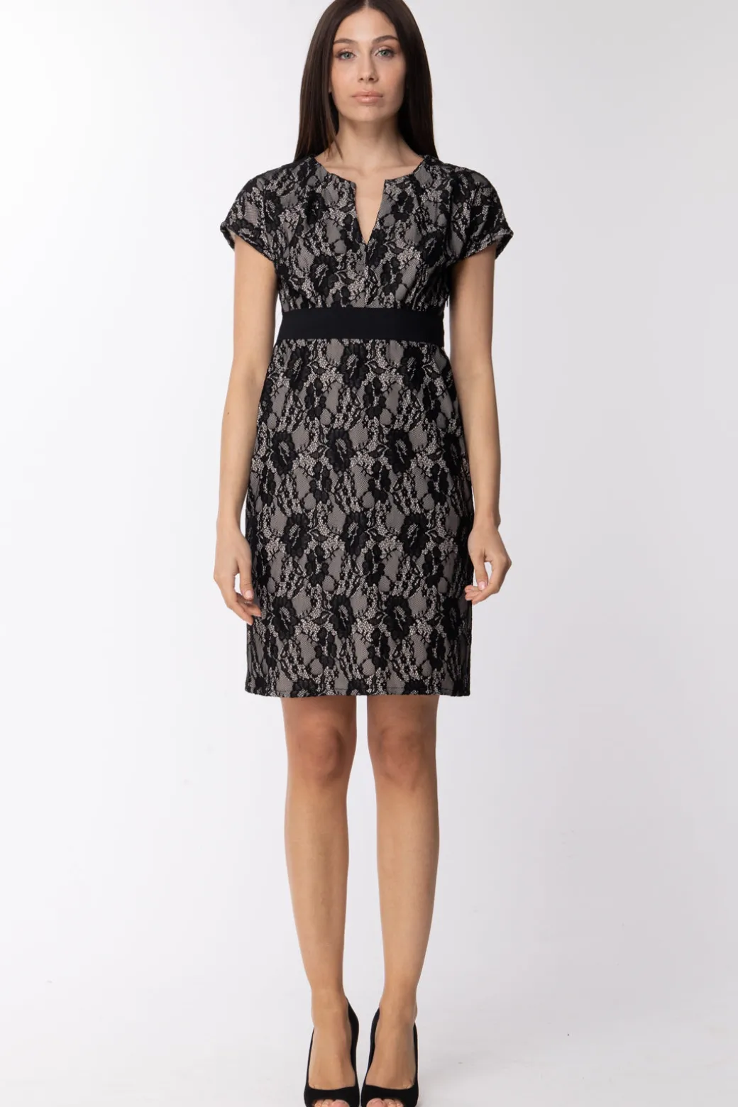 Dixie Dixie: Abito Elegante In Pizzocon Fascia In VitaPANNA