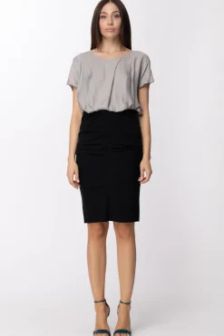 Dixie Gonna Longuette a Tubino ArricciataNERO