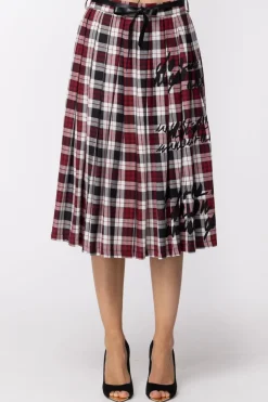 Dixie Gonna Longuette In Tartan PlissettataROSSO / NERO