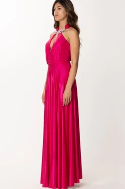 Dramèe Abito Laminato con Applicazione CastoniFUCSIA