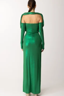 Dramèe Abito Lungo con Manicotti e Inserti DrappeggiatiFORESTA