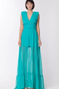 Dramèe Abito Lungo con Maxi SpaccoMENTA