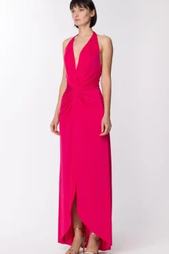 Dramèe Abito Lungo con Nodo e Schiena ScopertaFUCSIA