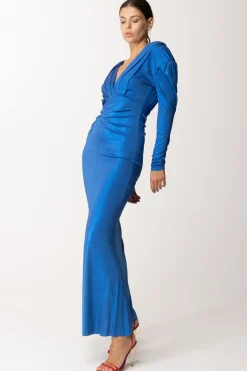 Dramèe Abito Lungo con Scollatura a PiegheBLU