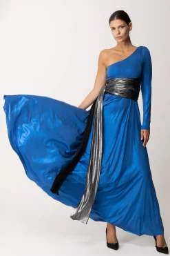 Dramèe Abito Lungo In VellutoBLU/SILVER