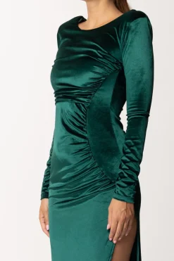 Dramèe Abito Lungo Laminato con FusciaccaBOSCO