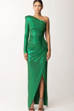 Dramèe Abito Lungo Monospalla con ArricciaturaFORESTA